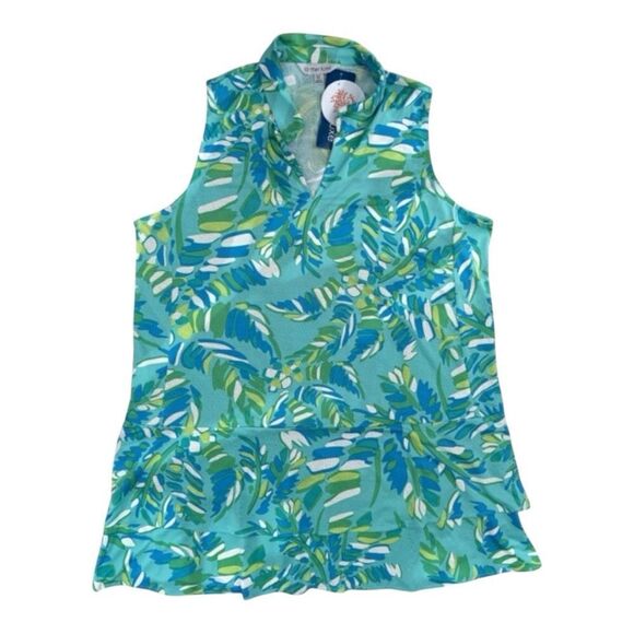 La Mer Tropical Print Sleeveless Tank Top - Green and Blue Resortwear Women’s XL - Picture 1 of 8